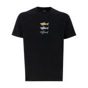 Paul & Shark Bomull Crew-neck T-shirt med Print Black, Herr