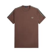 Fred Perry Kontrast Ribbad Ringer T-shirt Brown, Herr