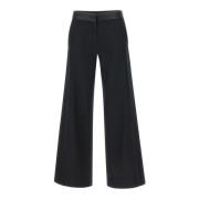 Victoria Beckham Svarta Ullblandade Breda Benbyxor Black, Dam