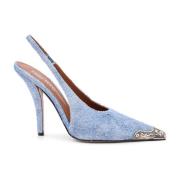 Paris Texas Metall Detalj Slingback Stiletto Häl Blue, Dam