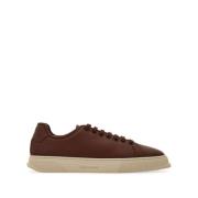 Salvatore Ferragamo Brun läder lågtoppsneakers Brown, Herr