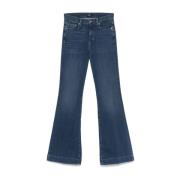 7 For All Mankind Tailorless Wide Leg Jeans Blue, Dam