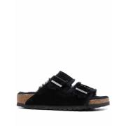 Birkenstock Sandaler i mockaskinn med fårskinn Black, Dam