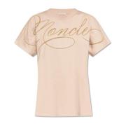 Moncler T-shirt med broderad logotyp Pink, Dam