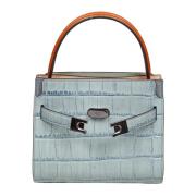 Tory Burch Krokodiltryck Mini Läderhandväska Blue, Dam