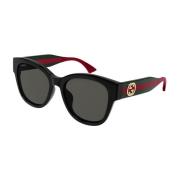 Gucci Runda Cat-Eye Solglasögon med Webbdetalj Black, Dam