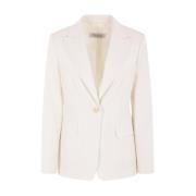 Max Mara Ivory Ull Enkelknäppt Jacka White, Dam