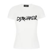 Dsquared2 Avslappnad Bomull T-shirt för Män White, Dam