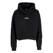 Disclaimer Logo Crop Hoodie Svart/Vit Black, Dam