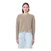 MM6 Maison Margiela Sliten Stickad Tröja Beige, Dam