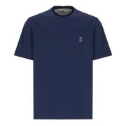 Brunello Cucinelli Blå Bomull Crew Neck T-shirt Blue, Herr