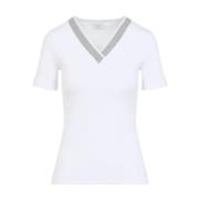 Peserico Bianco Tshirt Costina Stilren Mode White, Dam