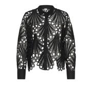 Saint Tropez Broderad Svart Skjortblus Black, Dam