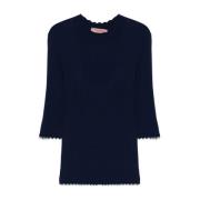 Twinset Blå Ruffle Tröjor Mock Neck Stil Blue, Dam