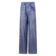 Pierre-Louis Mascia Aloe Wide Leg Trousers Blue, Dam