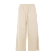 Arma Beige Cropped Läderbyxor Beige, Dam