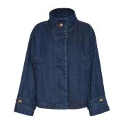 Soaked in Luxury Mörkblå Denim Oversized Jacka Blue, Dam