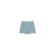 Twinset Bomull Stickade Shorts med Ribbad Finish Blue, Dam