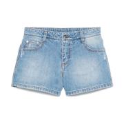 Ermanno Scervino Denim Shorts med Distressed Finish Blue, Dam