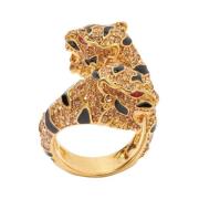 Roberto Cavalli Tiger Bejeweled Guld Ring Yellow, Dam