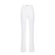 Elisabetta Franchi Ivory Stretch Crêpe Slim Fit Byxor Beige, Dam