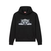 Kenzo Glad Tiger Broderad Huvtröja Sweater Black, Herr