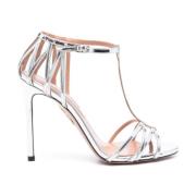 Aquazzura Silver Stiletto Heel Ankle Strap Gray, Dam