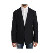 Dolce & Gabbana Randig ull och silke blazer Gray, Herr