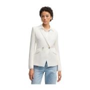 Hugo Boss Tweed Bomull Blazer Klassisk Passform White, Dam