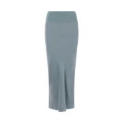 Rick Owens Blå Satin Midi Kjol Blue, Dam