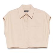 Dondup Ärmlös Cropped Skjorta Beige, Dam