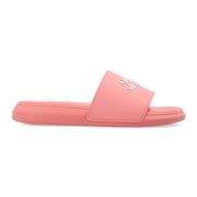 Alexander McQueen Logo Slides Kvinnor Gummi Italien Pink, Dam