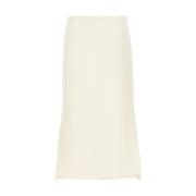 Sportmax Högmidjig Midi Kjol med Sidofickor White, Dam