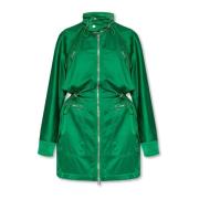 Bottega Veneta Satin Parka med Avtagbar Krage Green, Dam