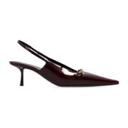 Saint Laurent Läder Slingback Pumps med Lackdetalj Brown, Dam