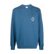 Marcelo Burlon Logo Print Crew Neck Sweatshirt Män Blue, Herr