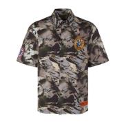 Heron Preston Camouflage Popline Skjorta med Logodetalj Multicolor, He...