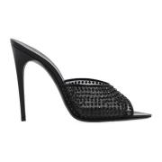 Saint Laurent Kristall Mesh Klack Mules Black, Dam