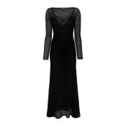 Tom Ford Lurex Crochet Maxi Klänning Black, Dam