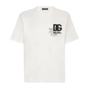 Dolce & Gabbana Logo Broderad T-shirt Män White, Herr