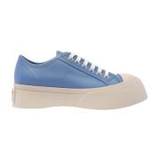 Marni Lädersneakers med logodetalj Blue, Dam