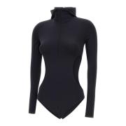 Fiorucci Svart huva bodysuit med cut-out midja Black, Dam