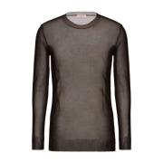 Valentino Semitransparent Crew Neck Sweater Brown, Herr