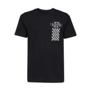 Les Deux Räfflad Crew-neck T-shirt med Print Black, Herr