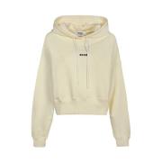 Msgm Bomullshoodie med logotryck Beige, Dam