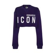 Dsquared2 Kortad bomullssweatshirt med logodetalj Purple, Dam