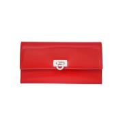 Salvatore Ferragamo Kalvskinn Flap Plånbok med Flera Fack Red, Dam