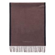 Corneliani Sidenscarf med fransad nederkant och broderad logotyp Brown...