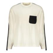 Ambush Räfflad Crew-neck Sweater med Logo Bands Beige, Herr