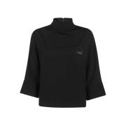 Opening Ceremony Sweatshirt med logopatch och dragkedja Black, Dam